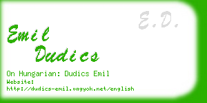 emil dudics business card